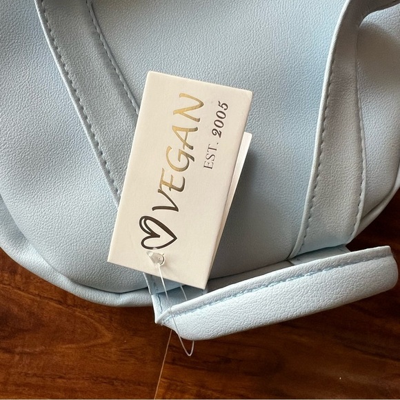 NWT Vegan Baby Blue Quilted Backpack Satchel Bag Purse with Pockets - Picture 8 of 9